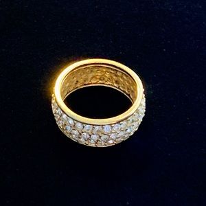 🎁 BOGO ITEM! Gold and Simulated Diamond Wide Band Ring, Size 8